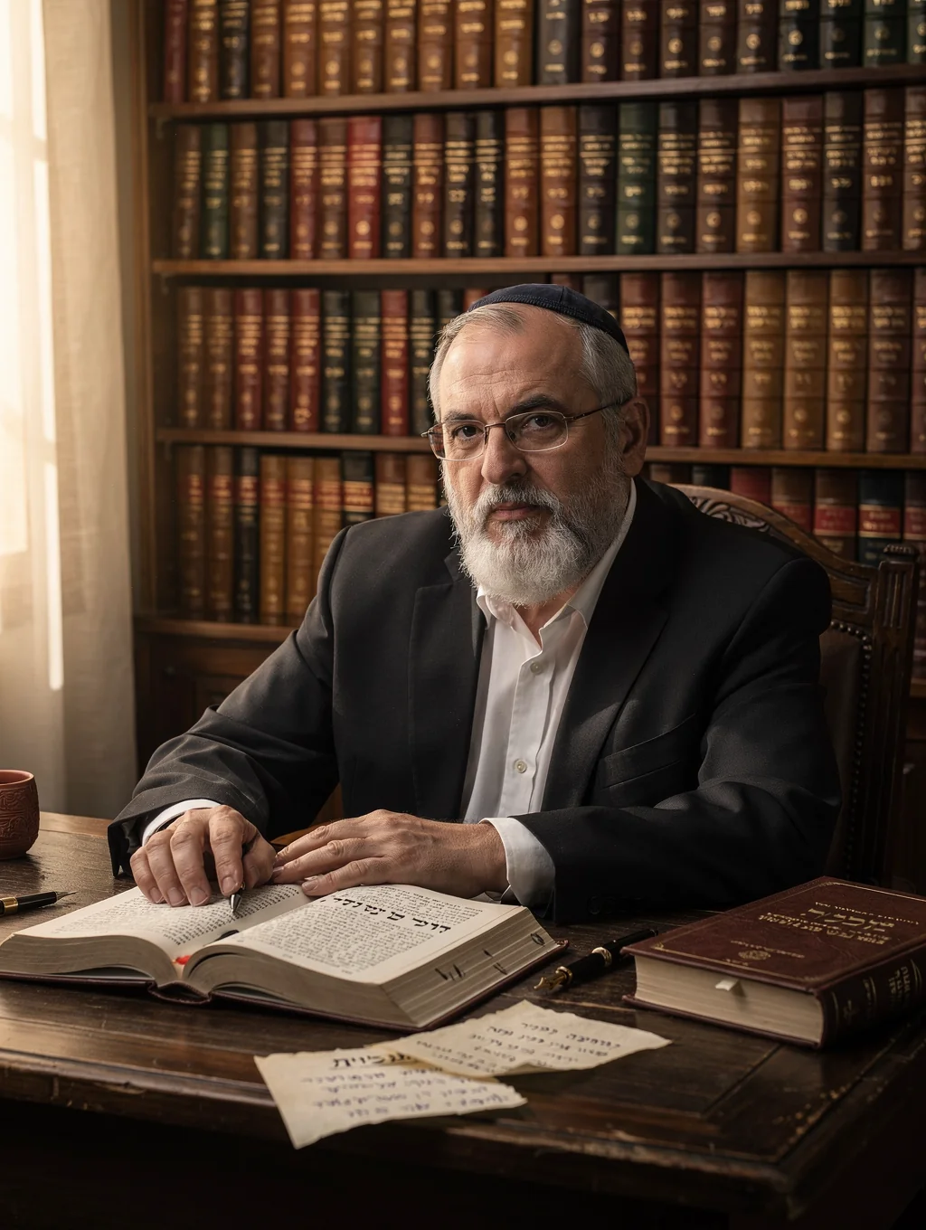 הסופר צבי דוד פרידלנד בחדר עבודתו